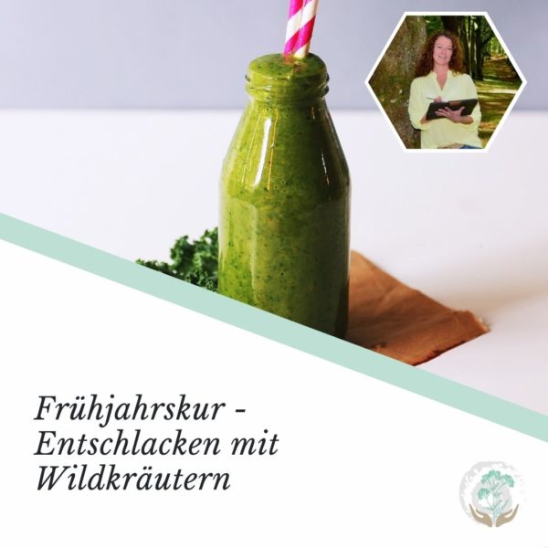 Titelbild Frühjahrskur grüner Smoothie in Glasflasche