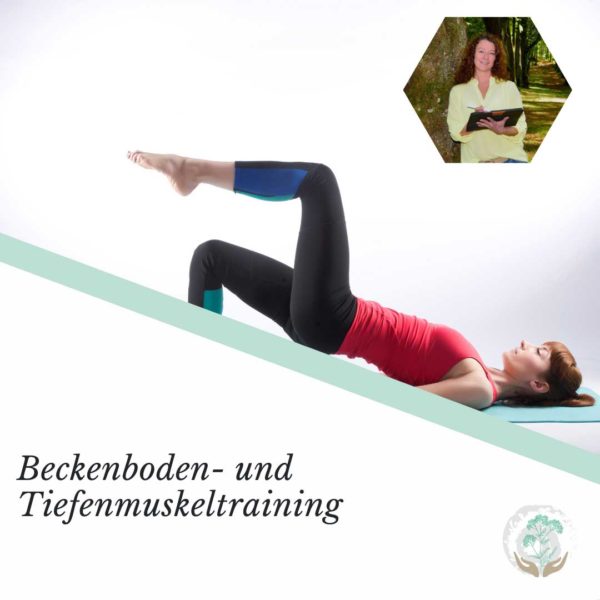 Titelbild Beckenboden- und Tiefenmuskeltraining Frau liegt auf dem Rücken und streckt Beine zur Decke