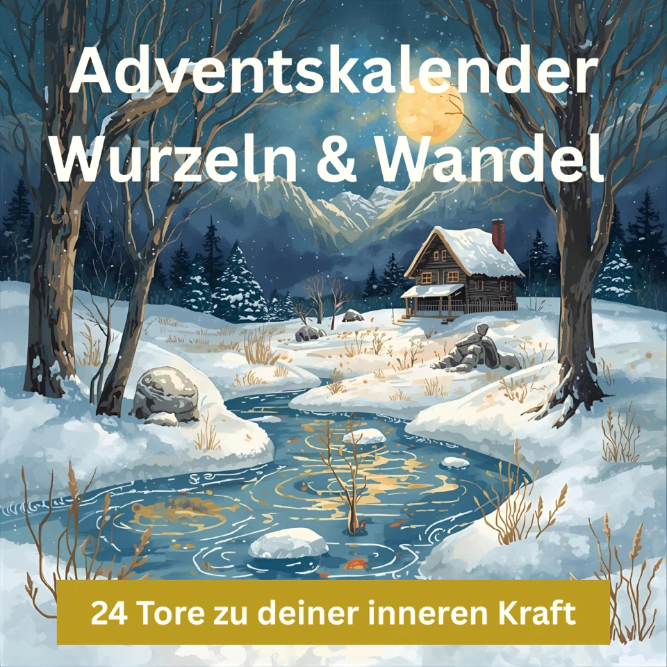 Symbolbild Adventskalender 2025 - Winterwald mit Schnee und Titel des Adventskalenders